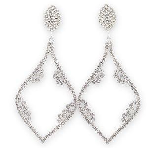Simulated Crystal Dangle Earrings, Tear Drop/ Kite Shaped Bridal Earrings
